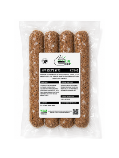 Kiff Bru Boerie – 100% Pea Protein Boerewors (Soy free & Gluten free)
